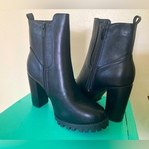 Black booties, with a high heel